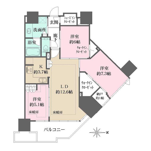 グランドシティタワー月島(3LDK/20階)の間取り写真
