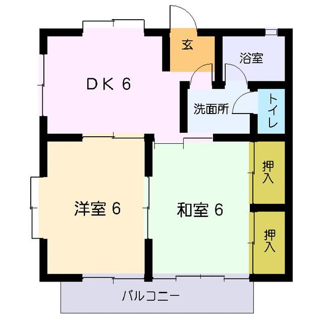 クローバー(2DK/2階)の間取り写真