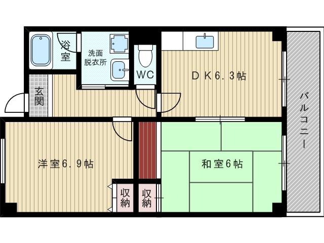 エスメラード・ヒコ(2DK/5階)の間取り写真