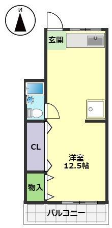 富士コーポ(ワンルーム/3階)の間取り写真