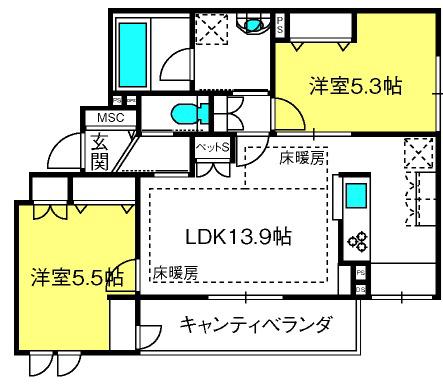 ANNEX R(2LDK/4階)の間取り写真