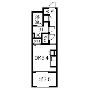 クレストタップ大曽根(1DK/4階)の間取り写真