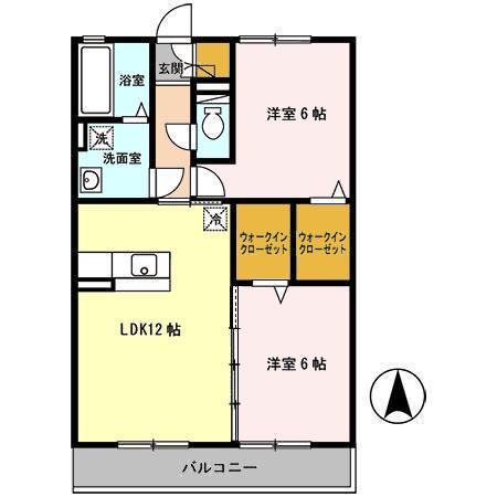 セレッソ花楯88(2LDK/2階)の間取り写真
