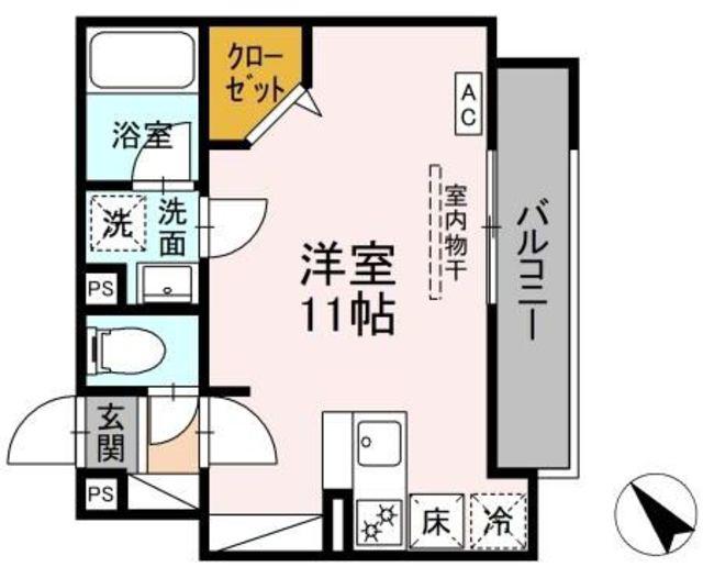 D′BLESS鶴見市場(ワンルーム/1階)の間取り写真