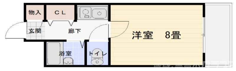 フォンティーヌ堺(1K/5階)の間取り写真