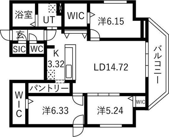 カレラ水車町(3LDK/2階)の間取り写真