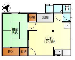 大丸アパート(1LDK/2階)の間取り写真