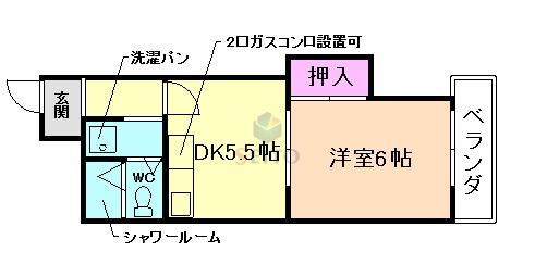 メゾンサプリーム(1DK/6階)の間取り写真