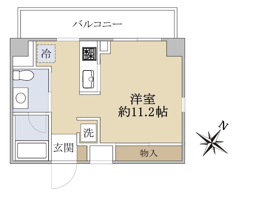 オプストヨミノ(ワンルーム/4階)の間取り写真