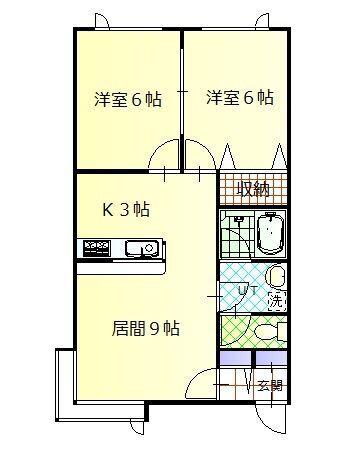 アヴォンリー(2LDK/1階)の間取り写真