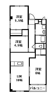 南川マンション(3LDK/1階)の間取り写真