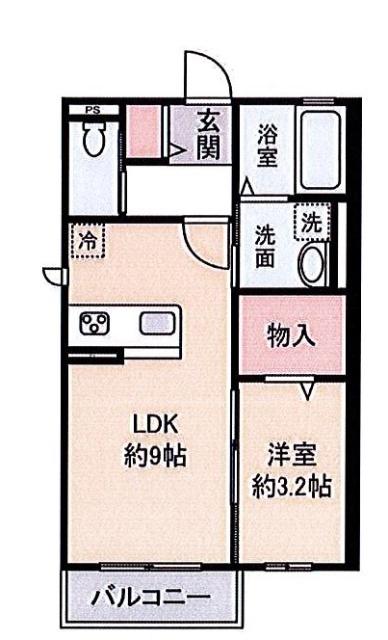 リヴェール(1LDK/1階)の間取り写真