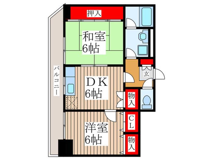 グローリアパレス弐番館(2DK/3階)の間取り写真