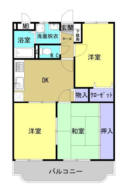 シャトーレK&T(3DK/3階)の間取り写真