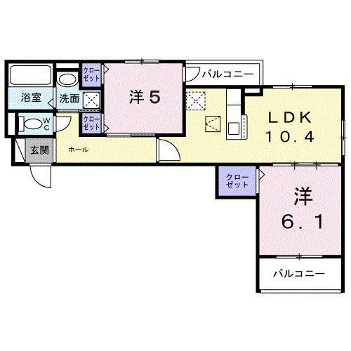 ヒカルサ和歌山城北サウス(2LDK/3階)の間取り写真
