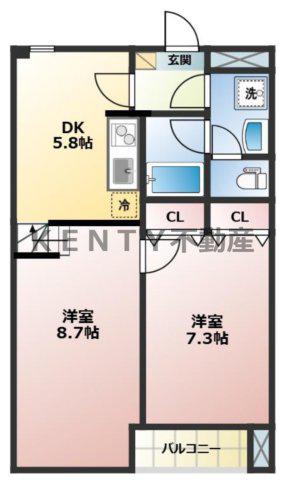 プラザ南大井(2DK/1階)の間取り写真