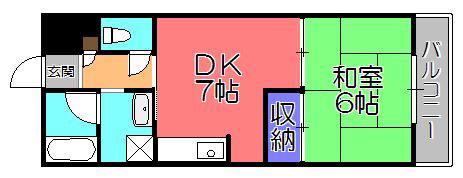 メゾンエイコー能登川II(1DK/2階)の間取り写真
