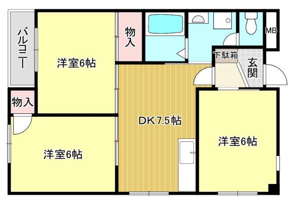 フルールハイツ(3DK/3階)の間取り写真