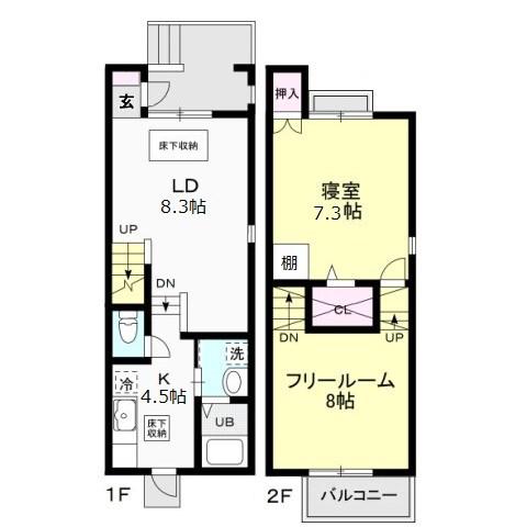 SUNHILLS湘南O(2DK/1階)の間取り写真