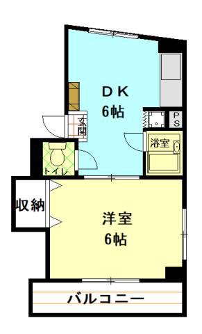 カシマハイツ(1DK/4階)の間取り写真