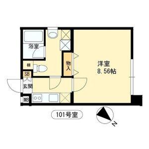 プロスパーハイツ深井(1K/1階)の間取り写真