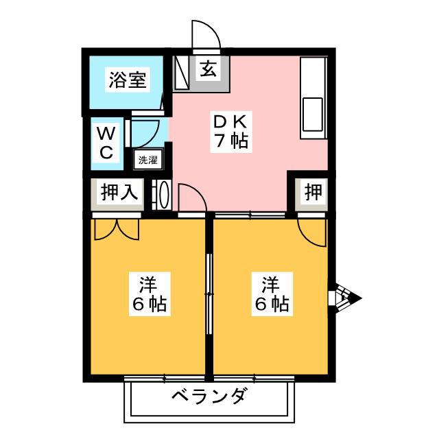 ニューシティ翔(2DK/2階)の間取り写真