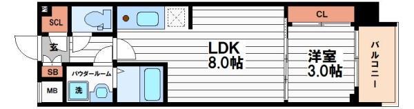 ARTIZA瓦屋町I(1LDK/3階)の間取り写真