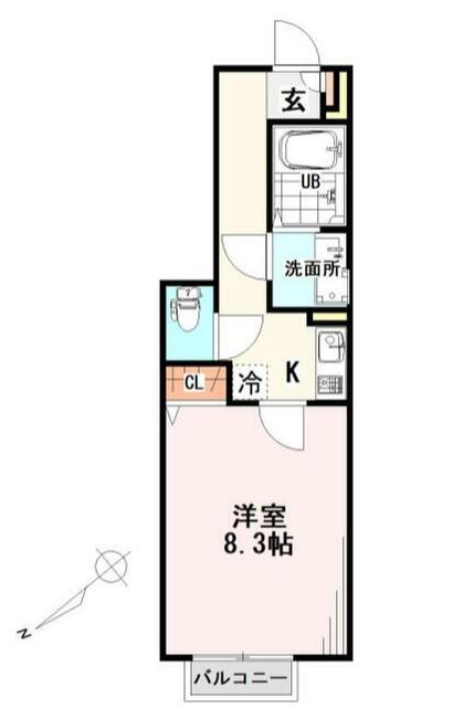 アムールGRACE(1K/1階)の間取り写真
