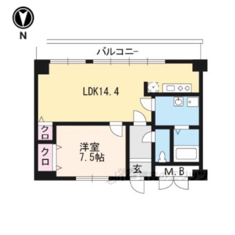 ディンプル阪本(1LDK/3階)の間取り写真