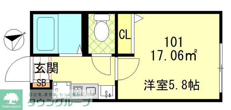 LECOCON平井(1K/1階)の間取り写真