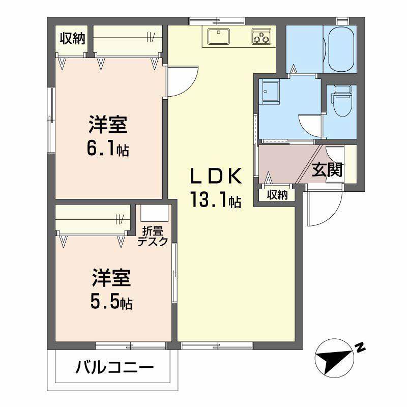 マースI(2LDK/2階)の間取り写真