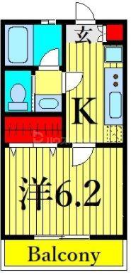 リリックコートコスモス(1K/1階)の間取り写真