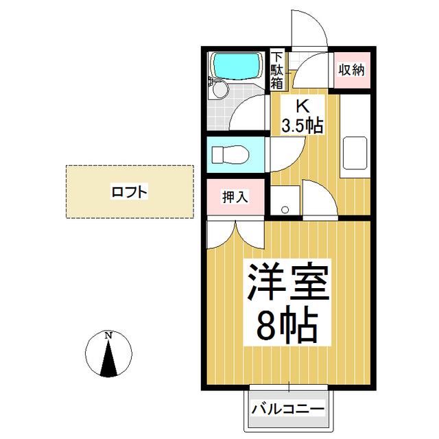 ファンタジー21 D棟(1K/1階)の間取り写真