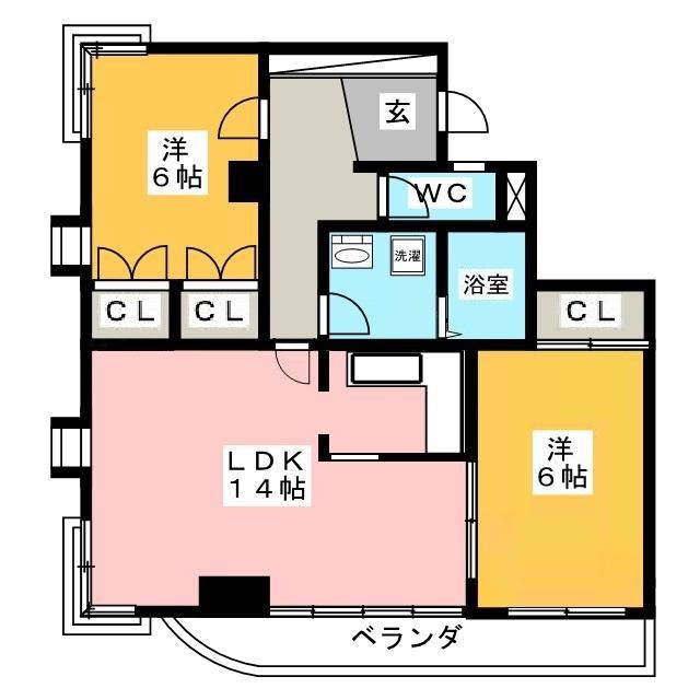 パセール精華(2LDK/4階)の間取り写真