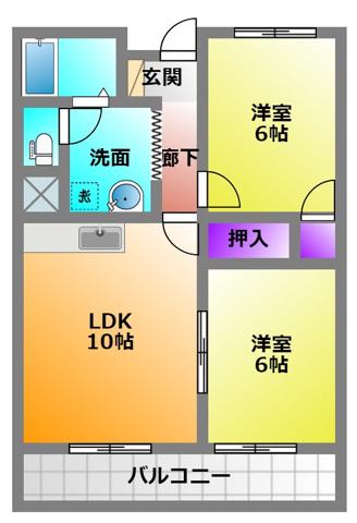 コムフォート21(2LDK/3階)の間取り写真