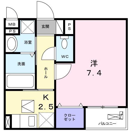 ALHOUSE南城戸(1K/1階)の間取り写真