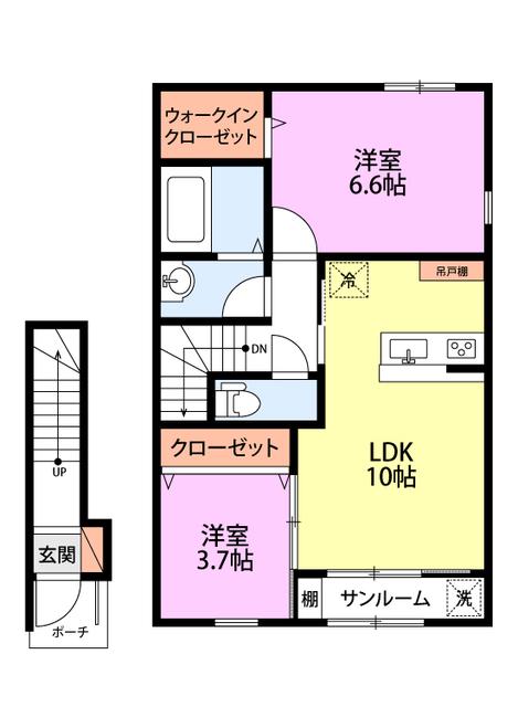 パラディ諏訪町 II号棟(2LDK/2階)の間取り写真