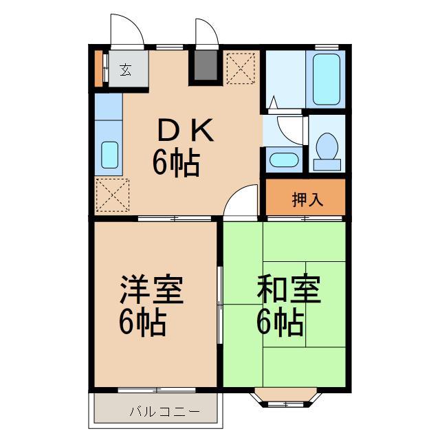 ビバリーヒルズA(2DK/1階)の間取り写真