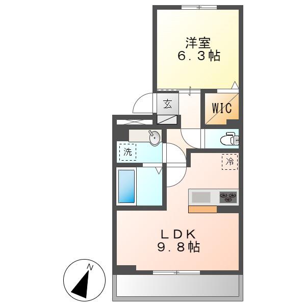 キーファ松葉町(1LDK/3階)の間取り写真