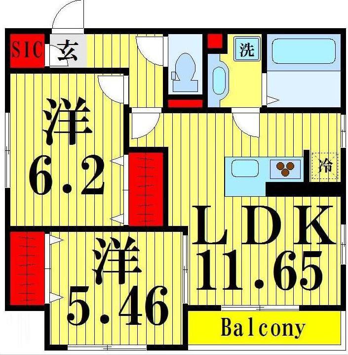 BLOOM(2LDK/3階)の間取り写真