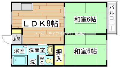 インレットハイツII(2LDK/2階)の間取り写真