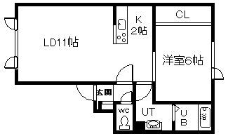 GRAMPIA-622(1LDK/1階)の間取り写真