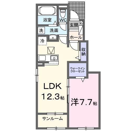 ボヌールI(1LDK/1階)の間取り写真