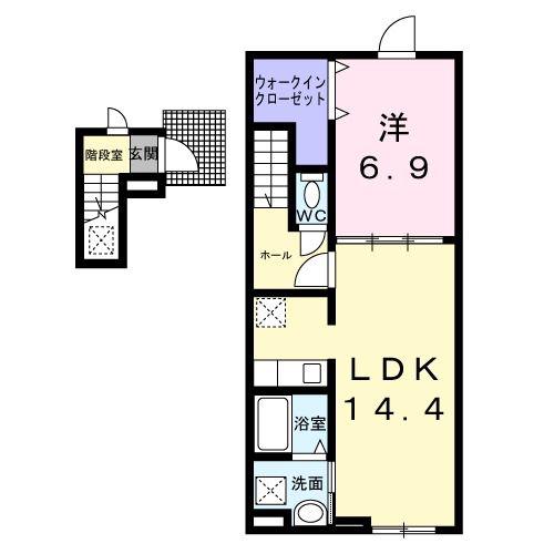 ロッツ クレインII(1LDK/2階)の間取り写真