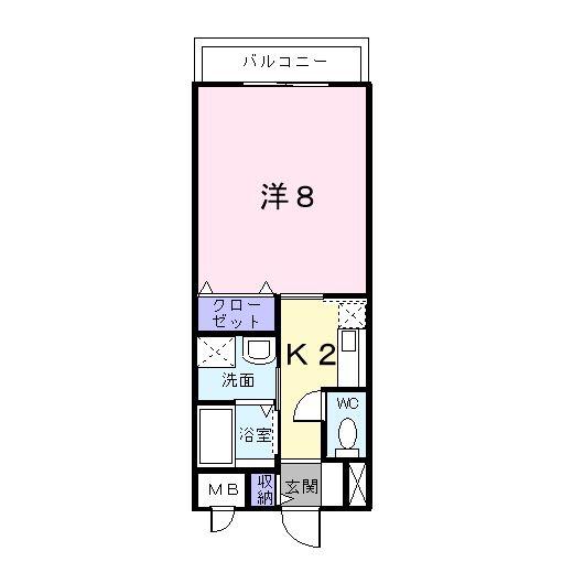 カーサ船越南(1K/1階)の間取り写真