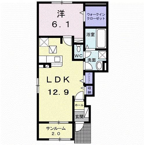 ファイン コルソVIII A(1LDK/1階)の間取り写真