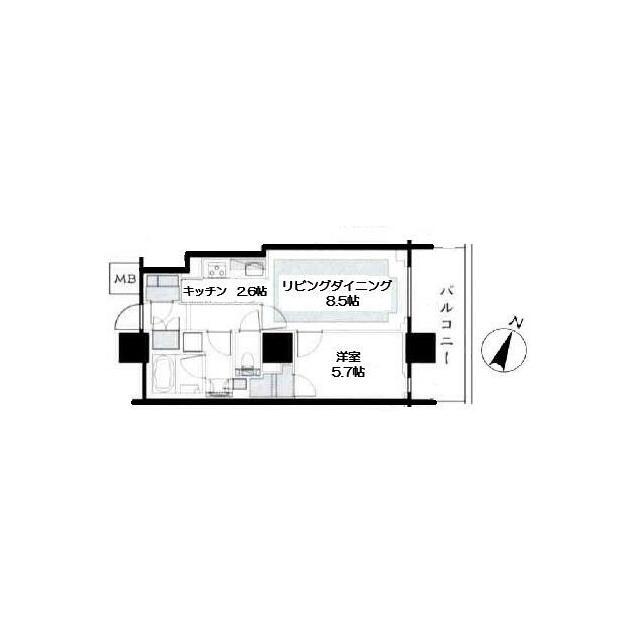 リーフィアタワー海老名ブリスコート(1LDK/4階)の間取り写真