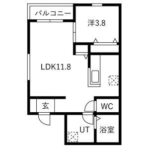 プリシェール東海通(1LDK/3階)の間取り写真