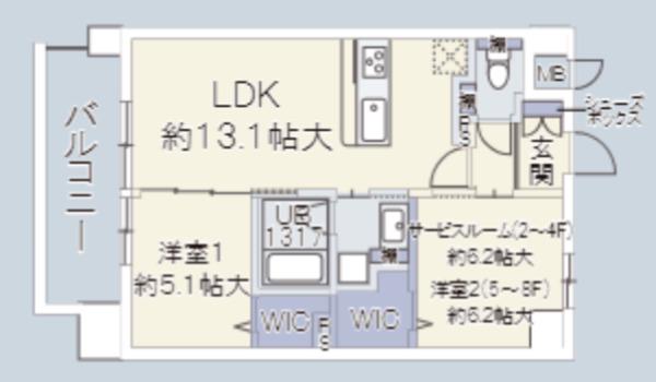 地下鉄堺筋線 天神橋筋六丁目駅 徒歩8分 8階建 築8年(2LDK/3階)の間取り写真