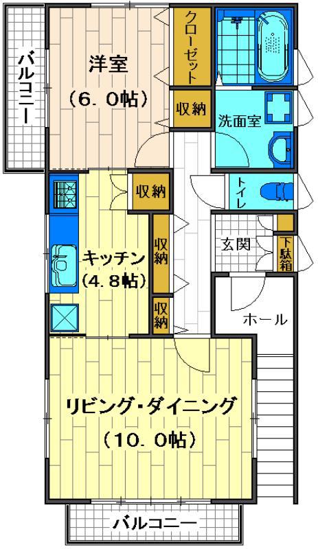 新富町戸建2F(1LDK/2階)の間取り写真